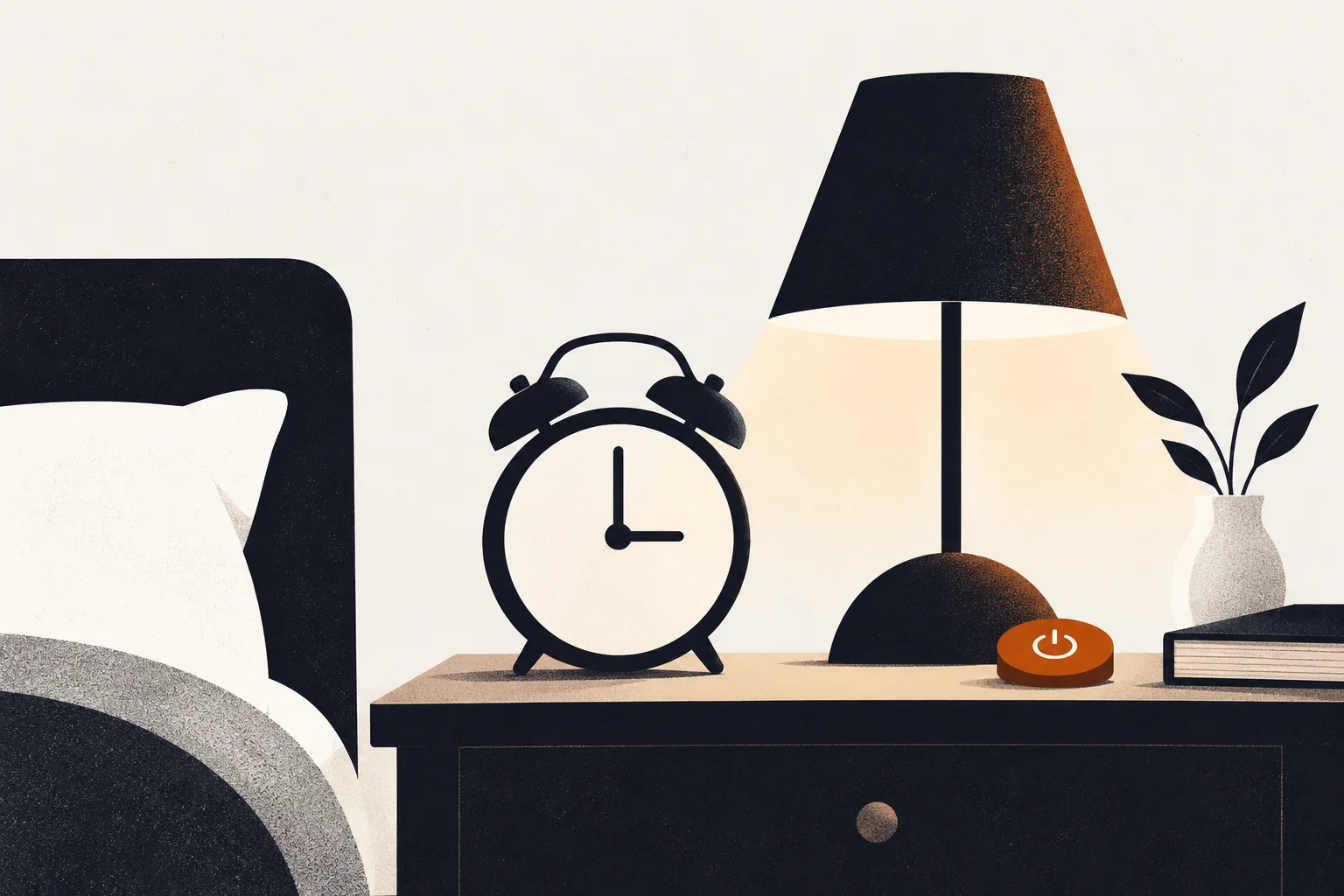 Editorial illustration of calm nighttime elements representing are there any cures for insomnia