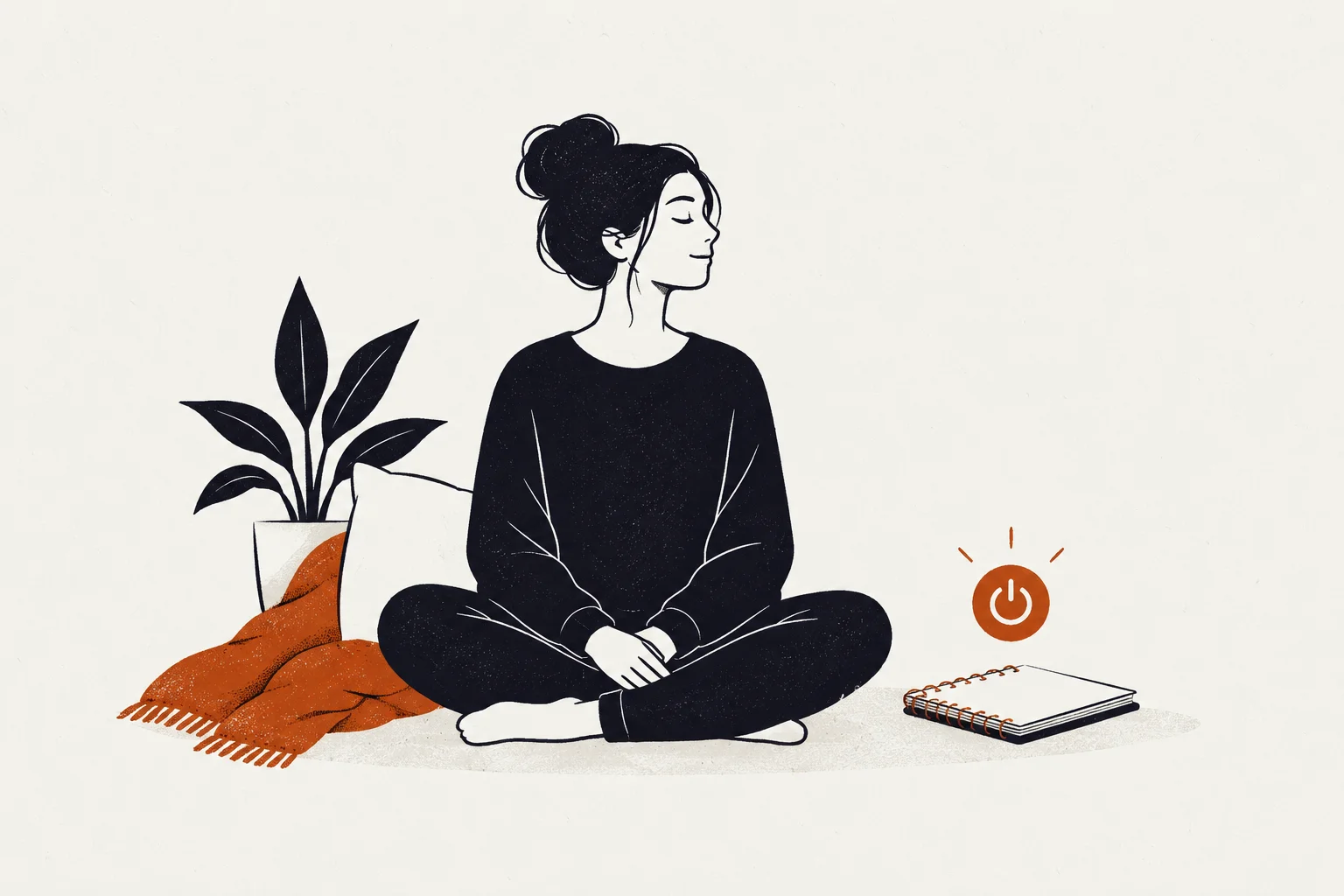 Editorial illustration of calm nighttime elements representing remedies for sleep anxiety