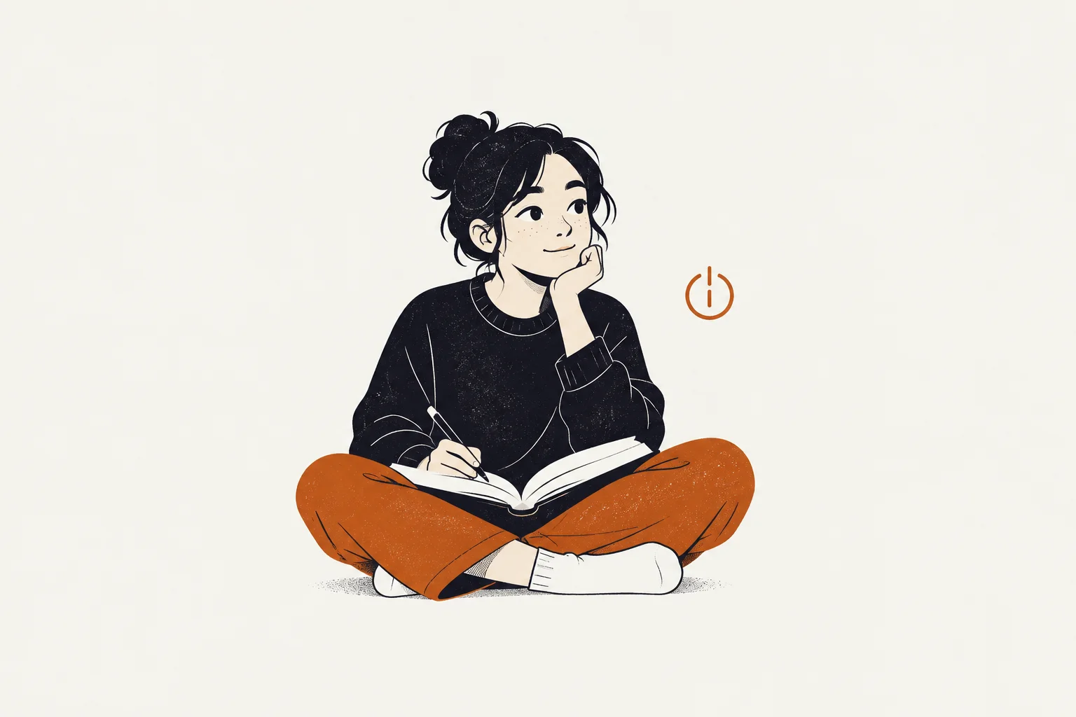 Burnt-amber and near-black editorial illustration representing teenage stress management techniques