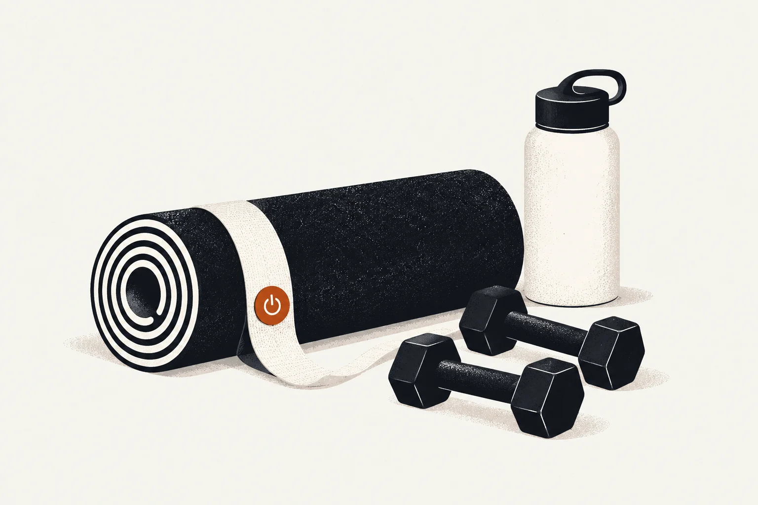 Burnt-amber and near-black editorial illustration representing what are some effective exercises for managing stress